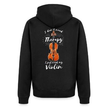 Violin violin violin player saying therapy - Unisex Premium Organic Zip Hoodie - black - Back - Nico (187cm)