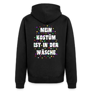 Mein Kostüm ist in der Wäsche - Unisex Premium Bio Zip Hoodie - Schwarz - Hinten - Nico (187cm)