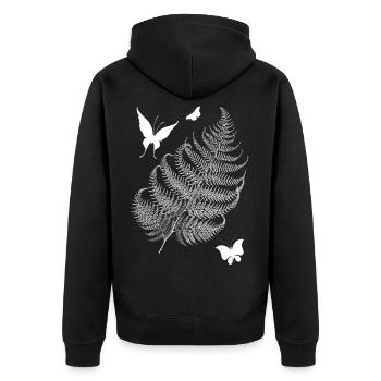 Conception de papillons de fougère - Veste à capuche bio Premium Unisexe - noir - Dos - Nico (187cm)