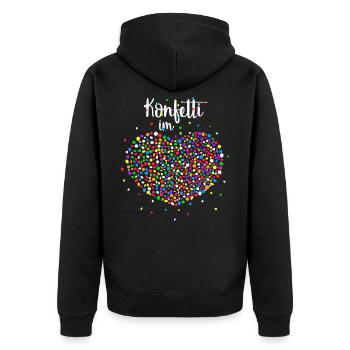 Konfetti im Herz - Unisex Premium Bio Zip Hoodie - Schwarz - Hinten - Nico (187cm)