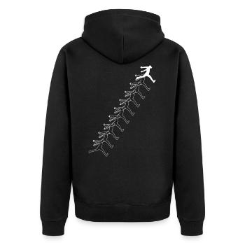 Parkour Sport Freerunning series - Unisex Premium Organic Zip Hoodie - black - Back - Nico (187cm)