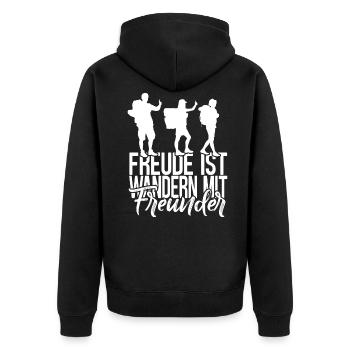 Freude Ist Wandern Mit Freunden - Unisex Premium Bio Zip Hoodie - Schwarz - Hinten - Nico (187cm)