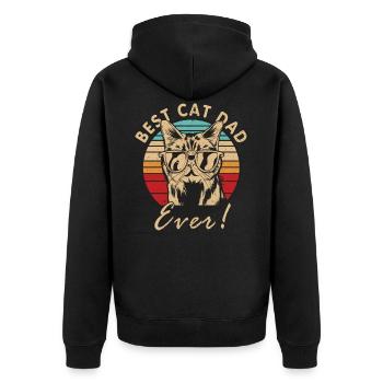 Meilleur cadeau de fête des pères papa chat - Veste à capuche bio Premium Unisexe - noir - Dos - Nico (187cm)