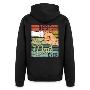 Best Cat Dad Ever - Unisex Premium Organic Zip Hoodie - black - Back - Nico (187cm)