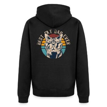 Best Cat Dad Ever - Unisex Premium Organic Zip Hoodie - black - Back - Nico (187cm)