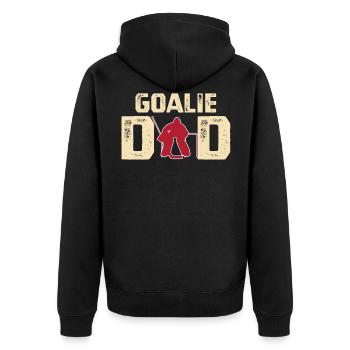 Chandail de la fête des pères de papa gardien de hockey sur glace - Veste à capuche bio Premium Unisexe - noir - Dos - Nico (187cm)