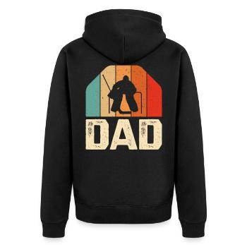 Joueur de hockey sur glace Gardien Papa Cadeaux pour la fête des pères - Veste à capuche bio Premium Unisexe - noir - Dos - Nico (187cm)