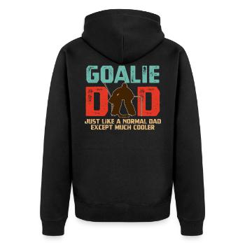 Joueur de hockey sur glace Gardien Papa Cadeaux pour la fête des pères - Veste à capuche bio Premium Unisexe - noir - Dos - Nico (187cm)