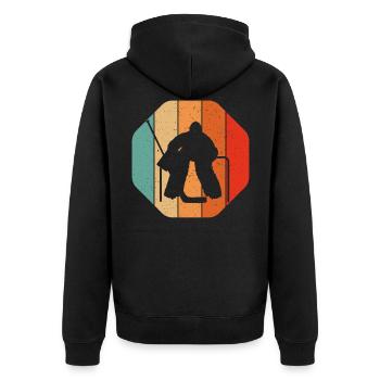 vintage ice hockey goalie player gifts t-shirt - Unisex Premium Organic Zip Hoodie - black - Back - Nico (187cm)