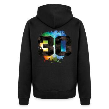30 Number - Unisex Premium Organic Zip Hoodie - black - Back - Nico (187cm)