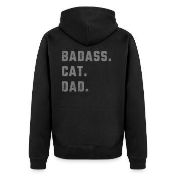 Badass Cat Dad - Unisex Premium Organic Zip Hoodie - black - Back - Nico (187cm)