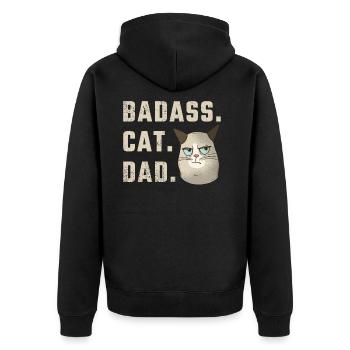 Badass Cat Dad - Unisex Premium Organic Zip Hoodie - black - Back - Nico (187cm)