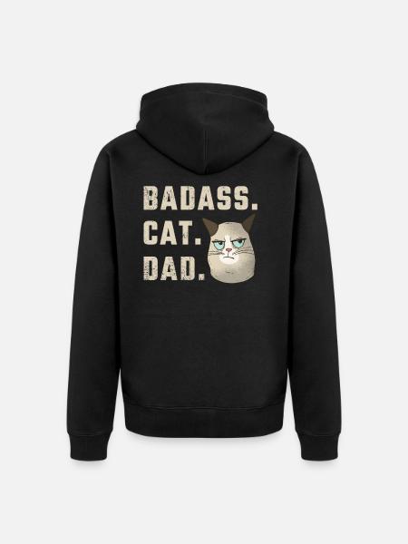 Badass Cat Dad - Unisex Premium Organic Zip Hoodie - black