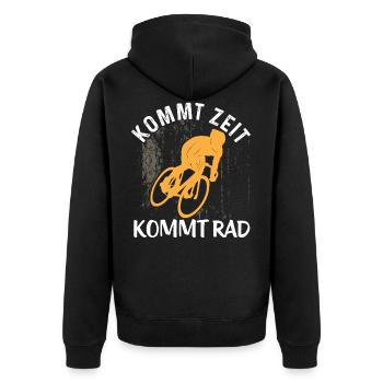 Rennrad - Kommt Zeit Kommt Rad - Unisex Premium Bio Zip Hoodie - Schwarz - Hinten - Nico (187cm)