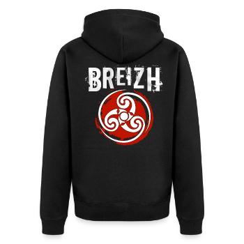 Breizh Triskel - Unisex Premium Organic Zip Hoodie - black - Back - Nico (187cm)