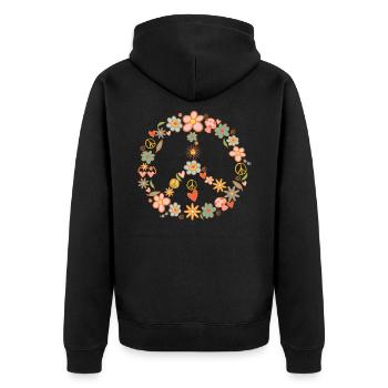 Peace Symbol 60er 70er Jahre Hippie Kostüm - Unisex Premium Bio Zip Hoodie - Schwarz - Hinten - Nico (187cm)
