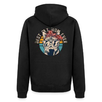 Best Cat Mom Ever Vintage Retro Cat - Unisex Premium Organic Zip Hoodie - black - Back - Nico (187cm)