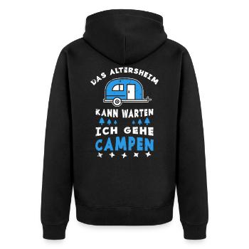 Lustige Sprüche für Rentner Camping Rente Geschenk - Unisex Premium Bio Zip Hoodie - Schwarz - Hinten - Nico (187cm)