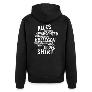 Ruhestand Mitarbeiter Kollegen Abschied Geschenk - Unisex Premium Bio Zip Hoodie - Schwarz - Hinten - Nico (187cm)
