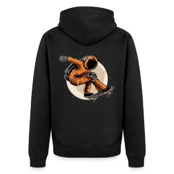 Skater astronaut skateboard outer space moon - Unisex Premium Organic Zip Hoodie - black - Back - Nico (187cm)