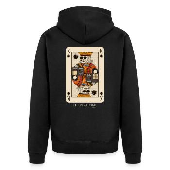 Beatmaker King Card für Musikproduzent und DJ - Unisex Premium Bio Zip Hoodie - Schwarz - Hinten - Nico (187cm)