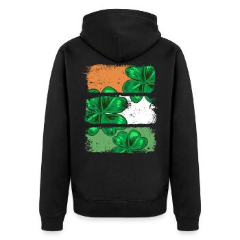 St Patricks Day Irlande drapeau cadeau trèfle - Veste à capuche bio Premium Unisexe - noir - Dos - Nico (187cm)