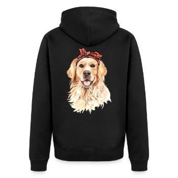 Cadeau de maman chien Golden Golden Retriever doux - Veste à capuche bio Premium Unisexe - noir - Dos - Nico (187cm)