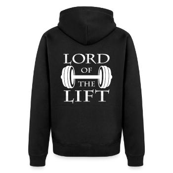 dumbbell - Unisex Premium Organic Zip Hoodie - black - Back - Nico (187cm)