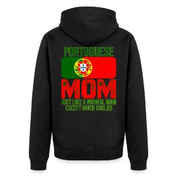 Portuguese Dad Portugal Flag Design Mother's Day - Unisex Premium Bio Zip Hoodie - Schwarz - Hinten - Nico (187cm)
