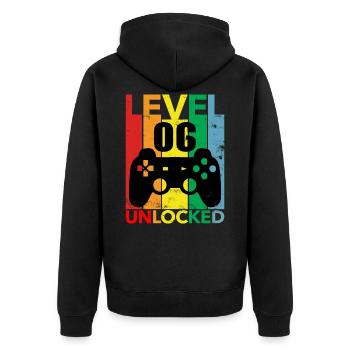 6e anniversaire garçons hommes jeu gamer cadeau - Veste à capuche bio Premium Unisexe - noir - Dos - Nico (187cm)