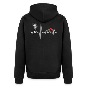 T-shirt de chanteur de chanteur de musicien de battement de coeur de microphone - Veste à capuche bio Premium Unisexe - noir - Dos - Nico (187cm)