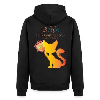 Lächle Du kannst sie nicht alle töten, Geschenk - Unisex Premium Bio Zip Hoodie - Schwarz - Hinten - Nico (187cm)