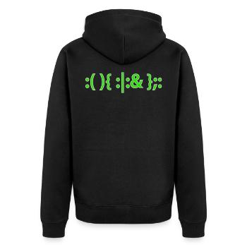 Bash Fork Bomb Shirt for Linux Unix Geeks - Unisex Premium Bio Zip Hoodie - Schwarz - Hinten - Nico (187cm)