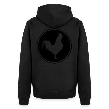rooster silhouette circle - Unisex Premium Organic Zip Hoodie - black - Back - Nico (187cm)