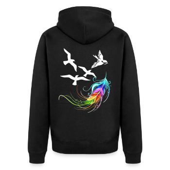 Feder - Unisex Premium Bio Zip Hoodie - Schwarz - Hinten - Nico (187cm)