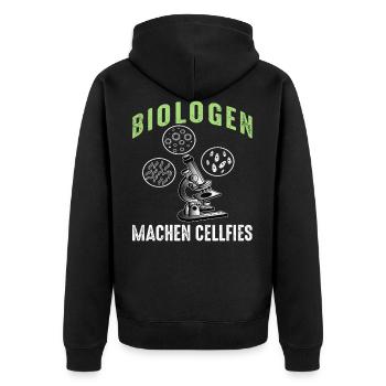 Biologen Machen Cellfies - Unisex Premium Bio Zip Hoodie - Schwarz - Hinten - Nico (187cm)