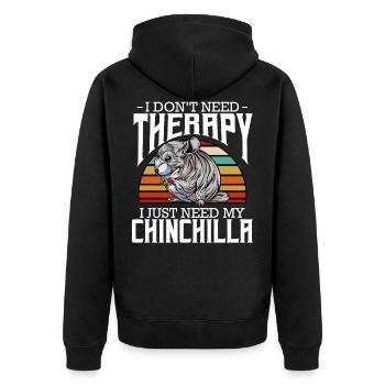 Chinchilla - I Don't Need Therapy - Retro Style - Unisex Premium Organic Zip Hoodie - black - Back - Nico (187cm)