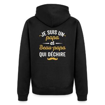 je suis un papa et beau-papa qui déchire - Veste à capuche bio Premium Unisexe - noir - Dos - Nico (187cm)