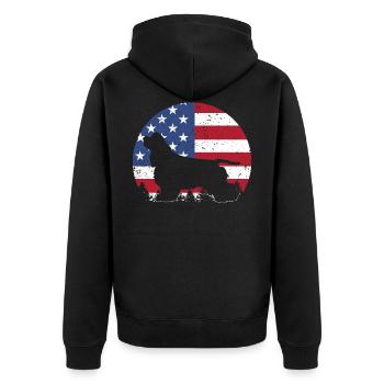 Cocker Spaniel Dog 4th Of July Gift - Unisex Premium Bio Zip Hoodie - Schwarz - Hinten - Nico (187cm)