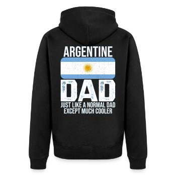 Argentinischer Vater Argentinien Flagge T-Shirt - Unisex Premium Bio Zip Hoodie - Schwarz - Hinten - Nico (187cm)