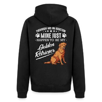Golden Retriever - Everybody has an Addiction - Unisex Premium Bio Zip Hoodie - Schwarz - Hinten - Nico (187cm)