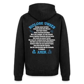 Biologie Unser - Unisex Premium Bio Zip Hoodie - Schwarz - Hinten - Nico (187cm)
