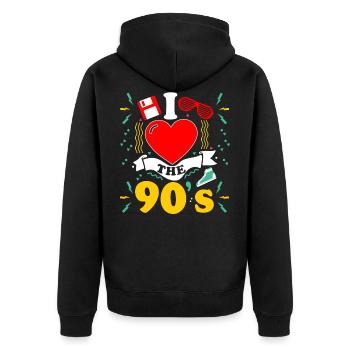 Rétro I Love 90s Outfit Heart Party Gifts - Veste à capuche bio Premium Unisexe - noir - Dos - Nico (187cm)