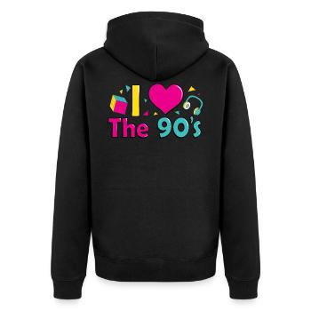 T-shirt de fête de coeur tenue rétro des années 90 - Veste à capuche bio Premium Unisexe - noir - Dos - Nico (187cm)