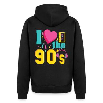 T-shirt de fête de coeur tenue rétro des années 90 - Veste à capuche bio Premium Unisexe - noir - Dos - Nico (187cm)