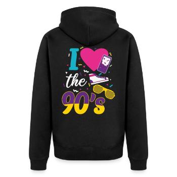 T-shirt de fête de coeur tenue rétro des années 90 - Veste à capuche bio Premium Unisexe - noir - Dos - Nico (187cm)