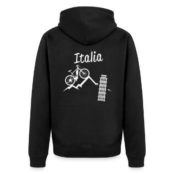 Traversée des Alpes Alpes Italie VTT - Veste à capuche bio Premium Unisexe - noir - Dos - Nico (187cm)