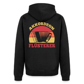 Akkordeon Flüsterer - Unisex Premium Bio Zip Hoodie - Schwarz - Hinten - Nico (187cm)