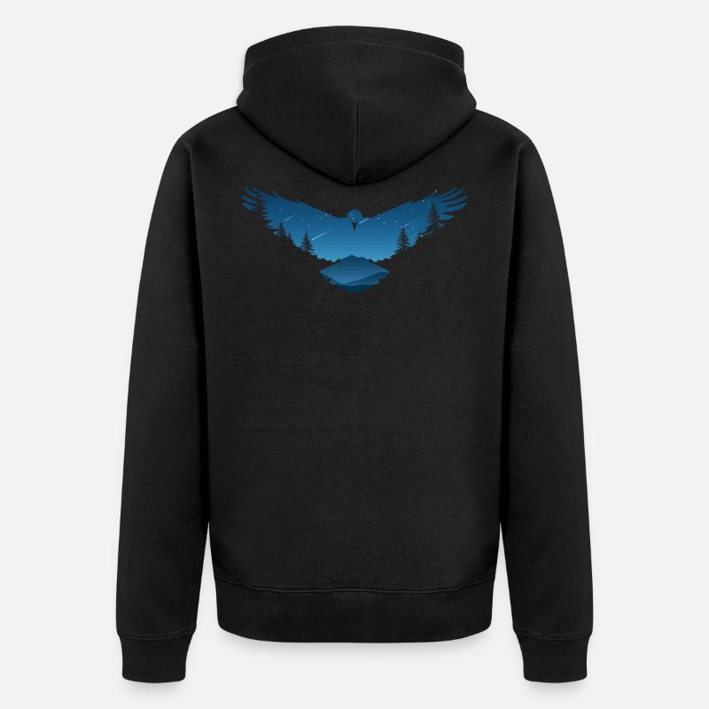 Raben Krähen Vogel Design - Unisex Premium Bio Zip Hoodie - Schwarz