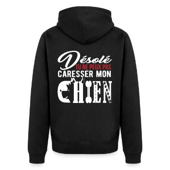 Désolé tu ne peux pas caresser mon chien - Veste à capuche bio Premium Unisexe - noir - Dos - Nico (187cm)